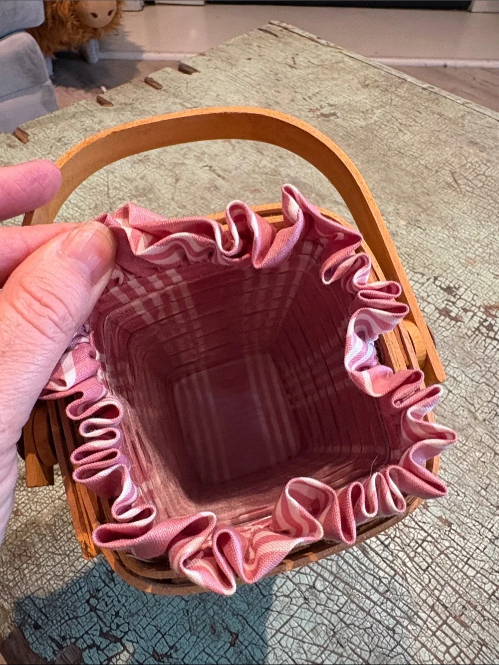 Longaberger 1998 Horizon of Hope Basket w Liner Protector Tie-On USA